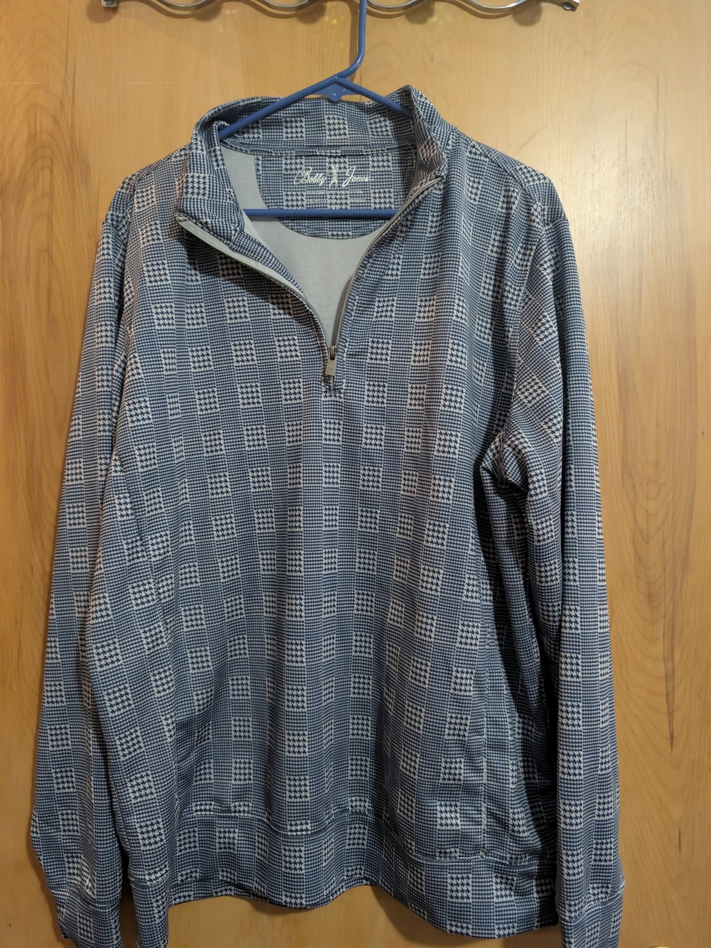 Light Blue Patterned Quarter-Zip Pullover Jacket XL - Bobby Jones